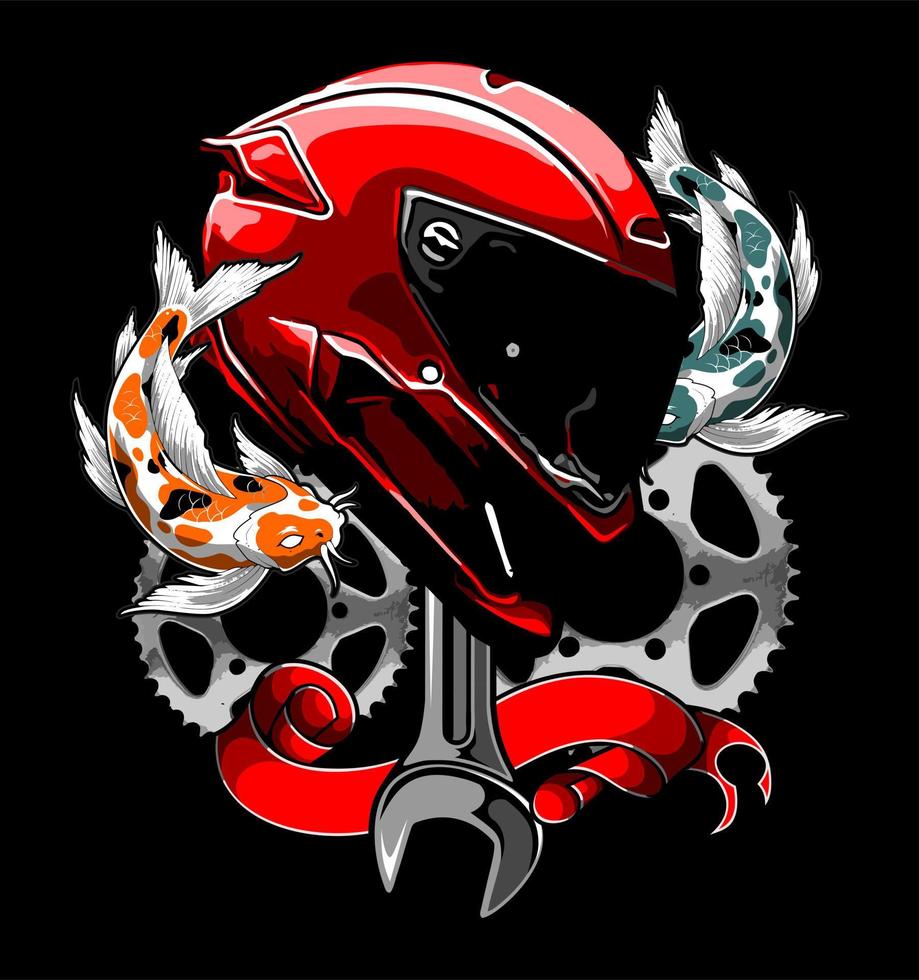 red cool helmet vector