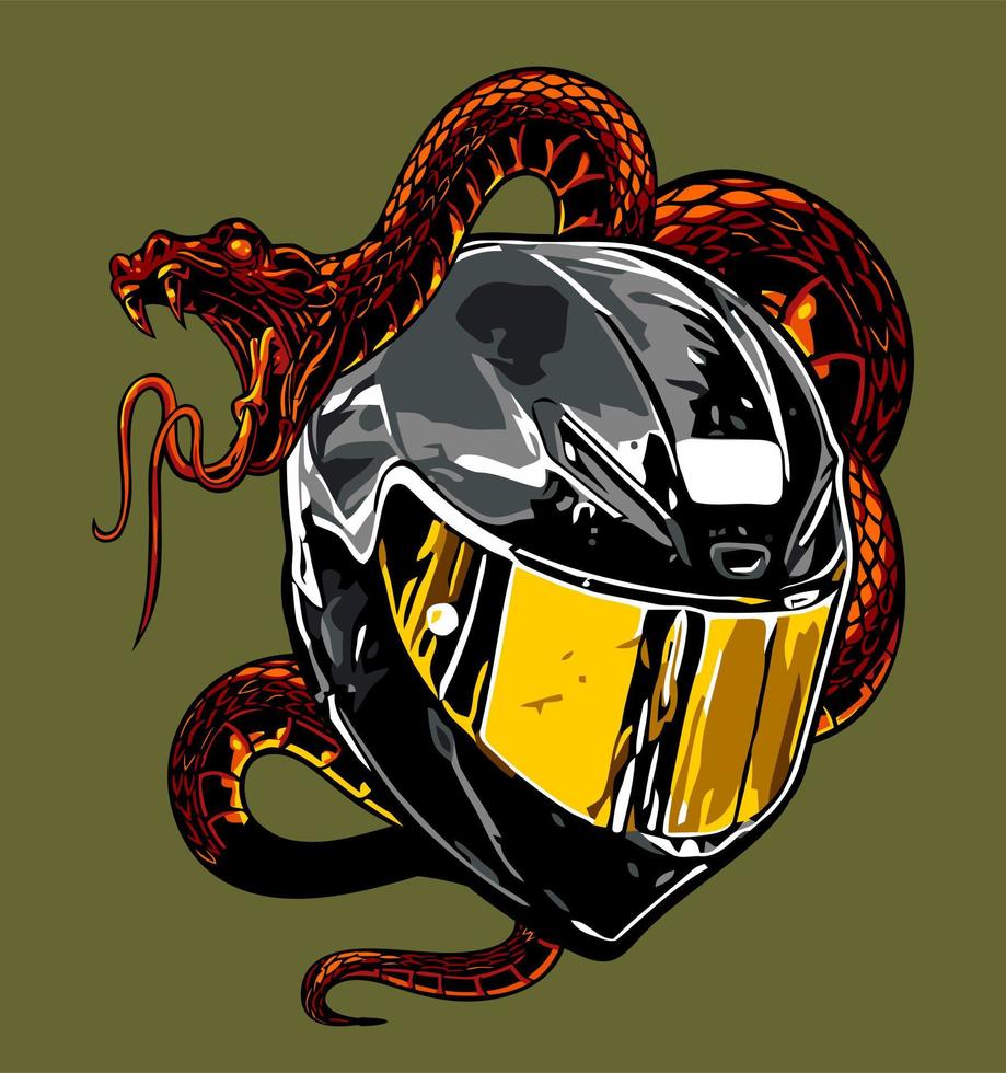 casco y serpiente vector