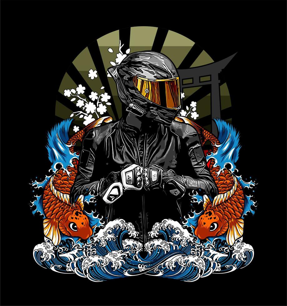 biker with helmet full face vector