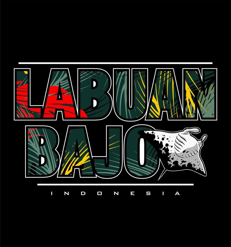 Labuan Bajo writing with leave vector