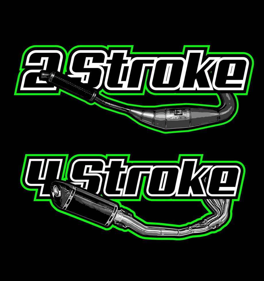 2 stroke and 4 stroke motorcycles vector
