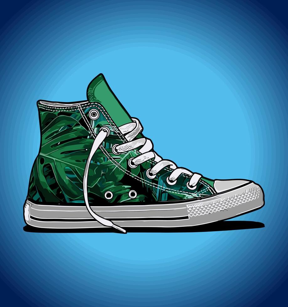 green pattern sneakers vector