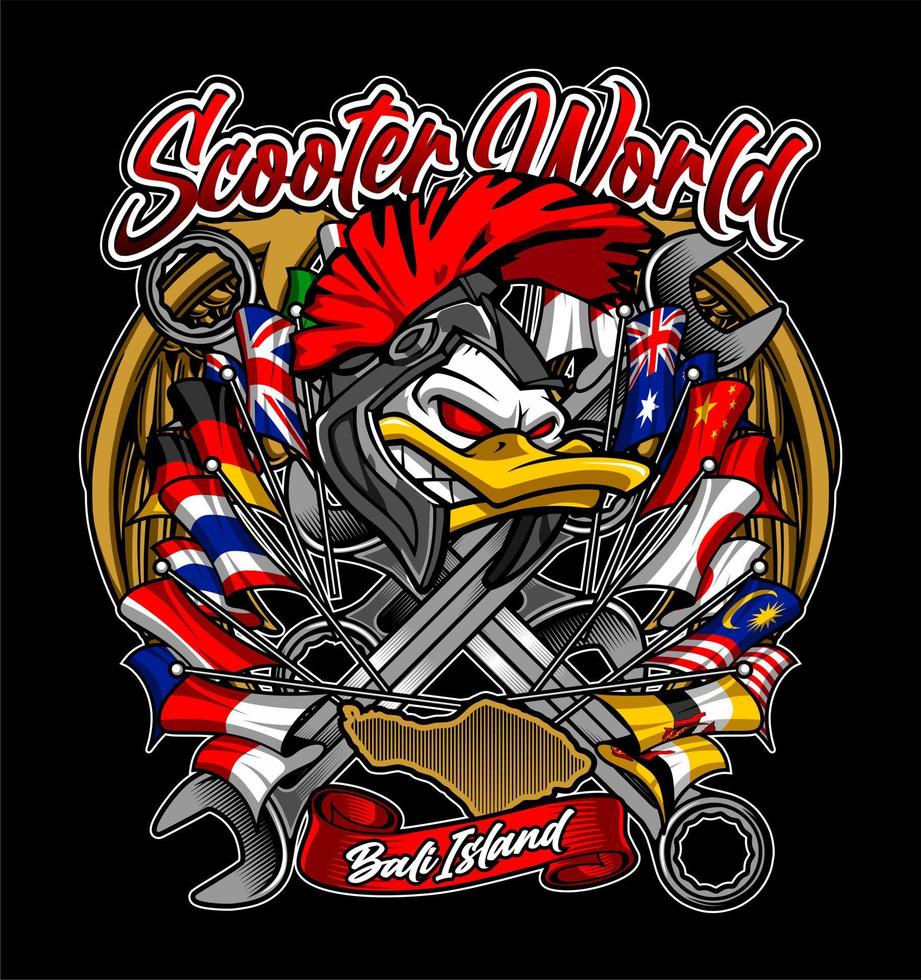 duck head with world flags vector