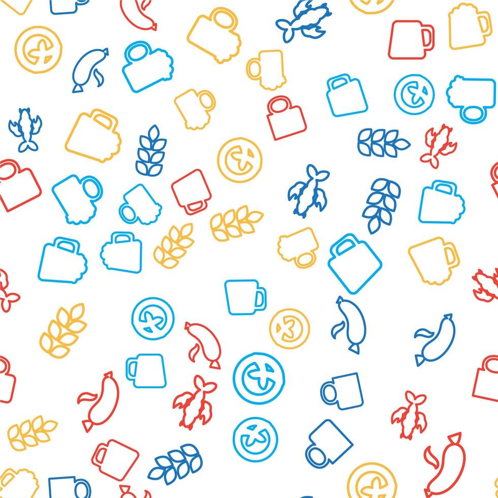 Oktoberfest Seamless Pattern With Drink and Food vector