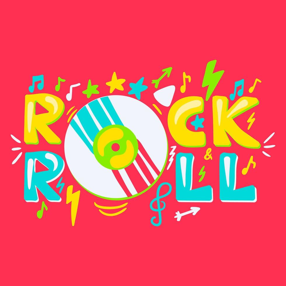 letras de vector de dibujos animados de rock n roll