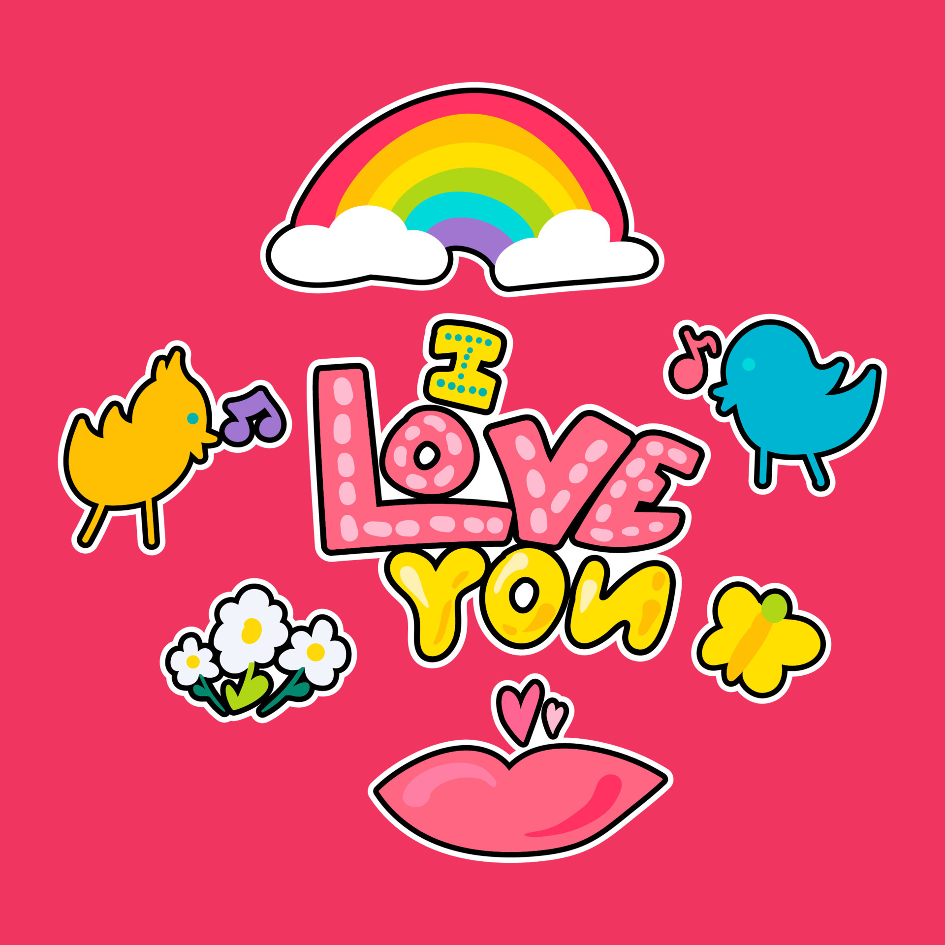 I love you lettering color illustration 8675312 Vector Art at Vecteezy