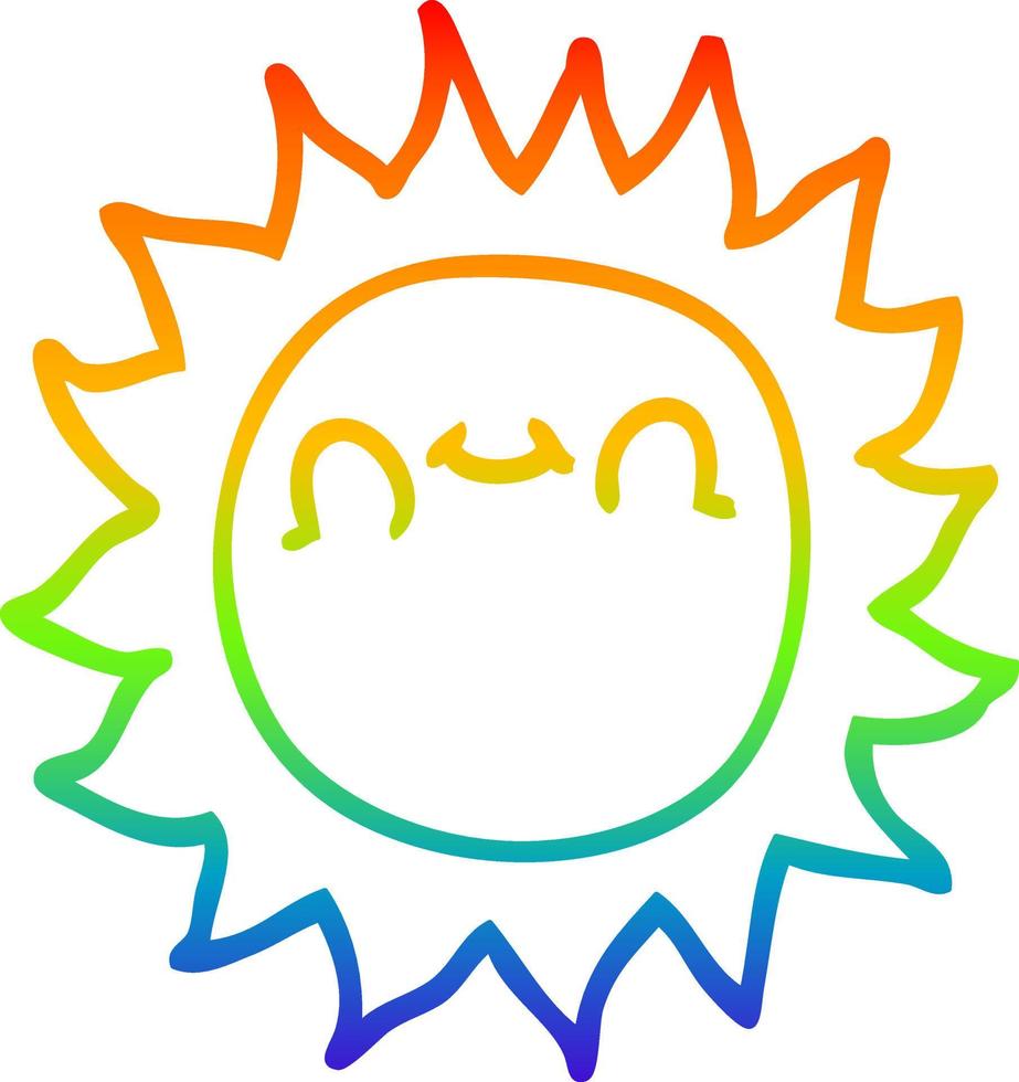 rainbow gradient line drawing cartoon sunshine vector