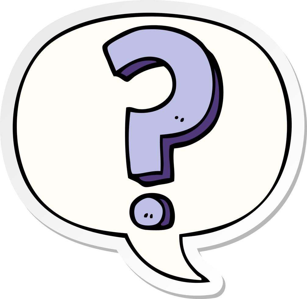 cartoon question mark and speech bubble sticker vector