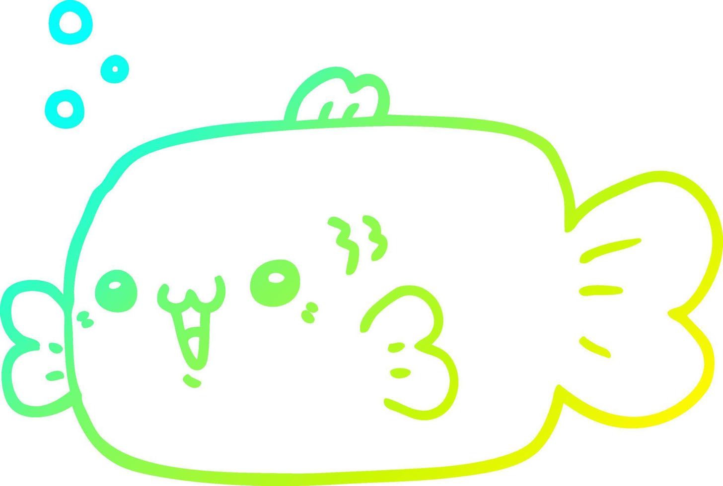 cold gradient line drawing cartoon fish vector