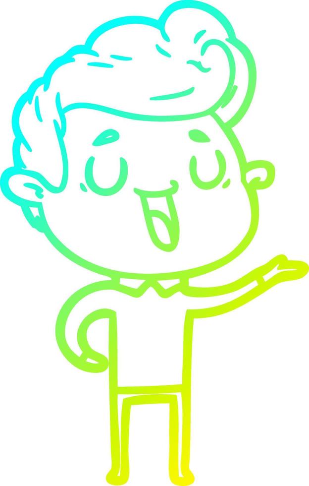 cold gradient line drawing happy cartoon man vector