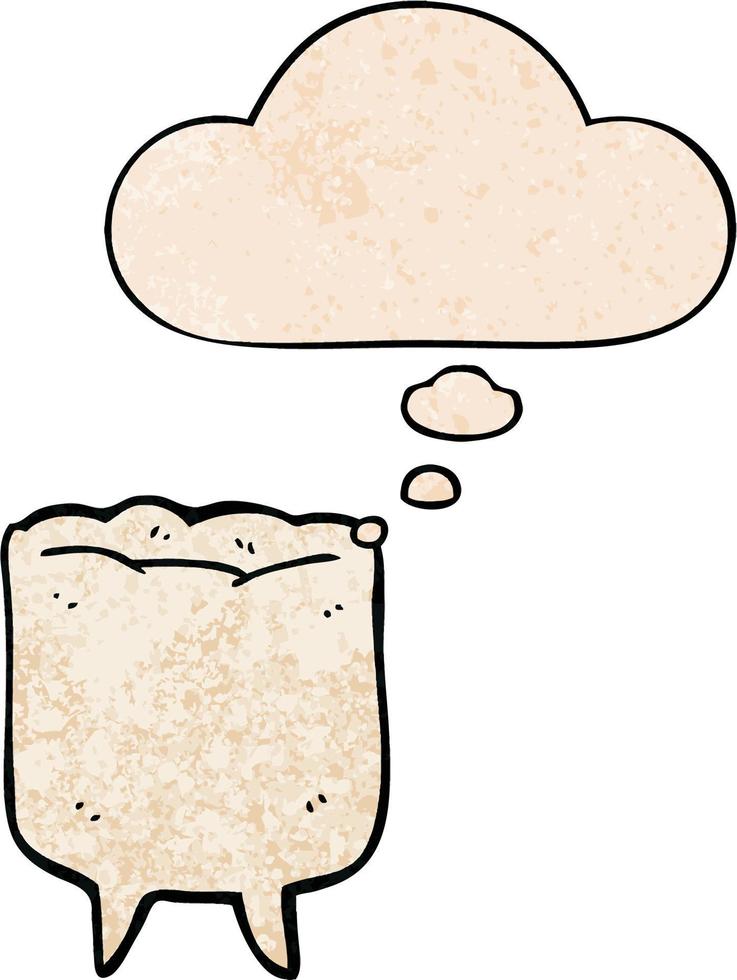 cartoon tooth and thought bubble in grunge texture pattern style vector