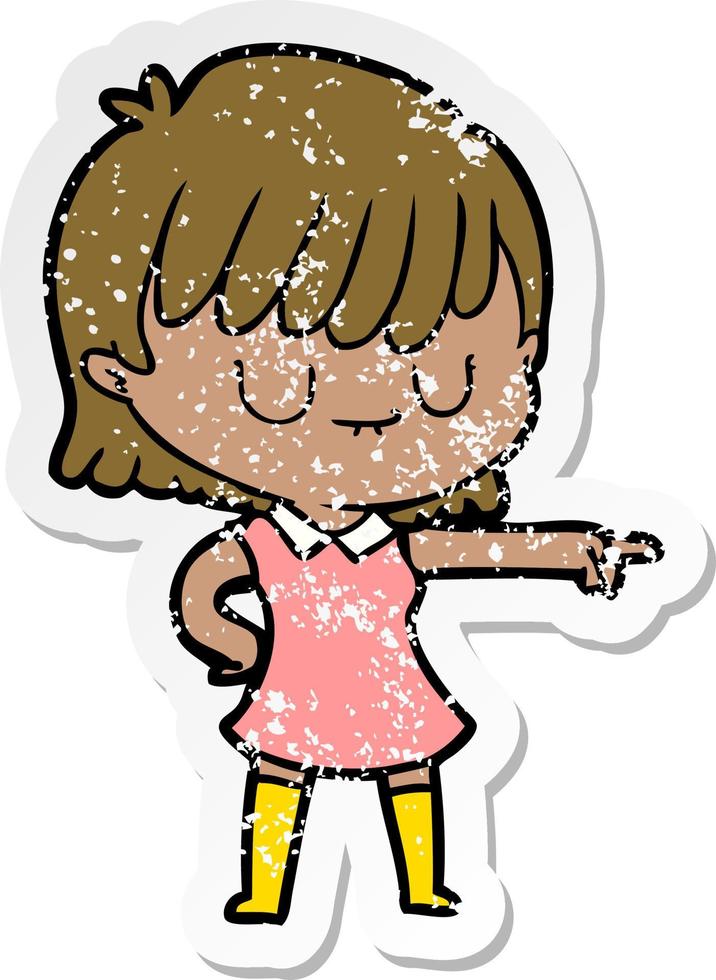 distressed sticker of a cartoon woman vector