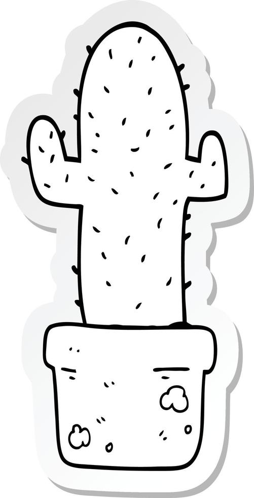 sticker of a cartoon cactus vector