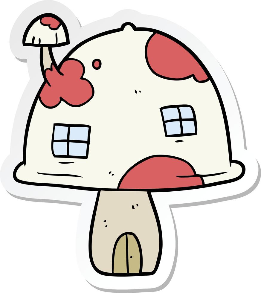 sticker of a cartoon mushroom house vector