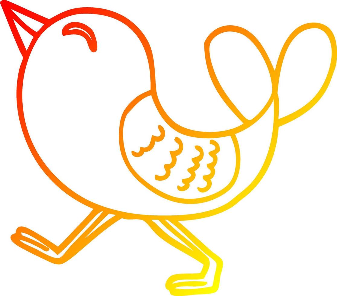 warm gradient line drawing cartoon red bird vector