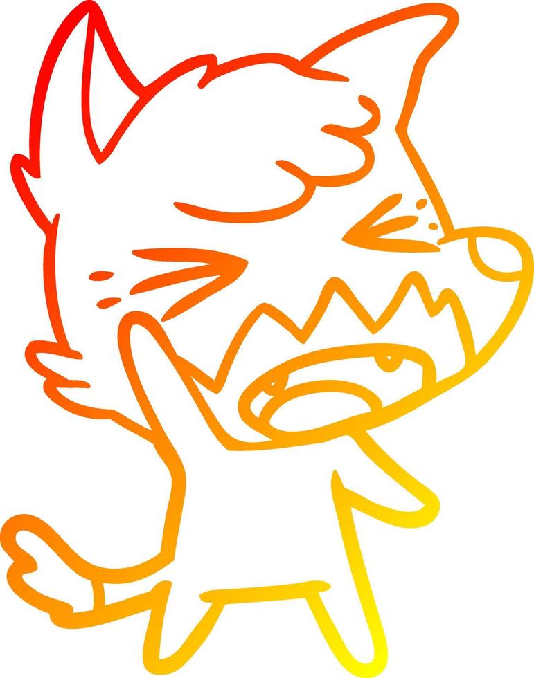 warm gradient line drawing angry cartoon fox vector