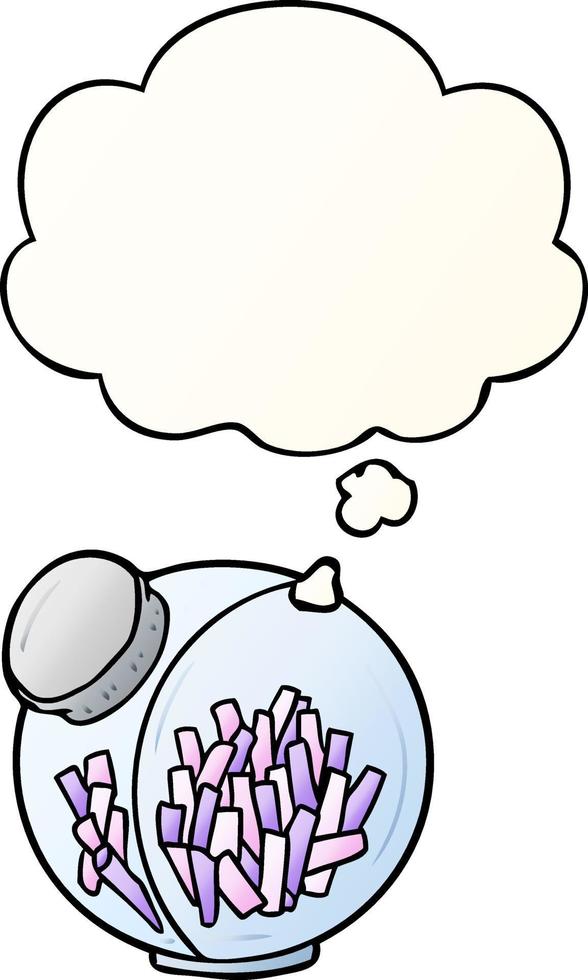 cartoon candy in jar and thought bubble in smooth gradient style vector