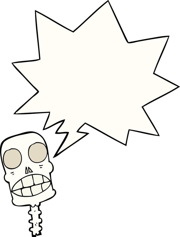 cartoon spooky skull and speech bubble vector