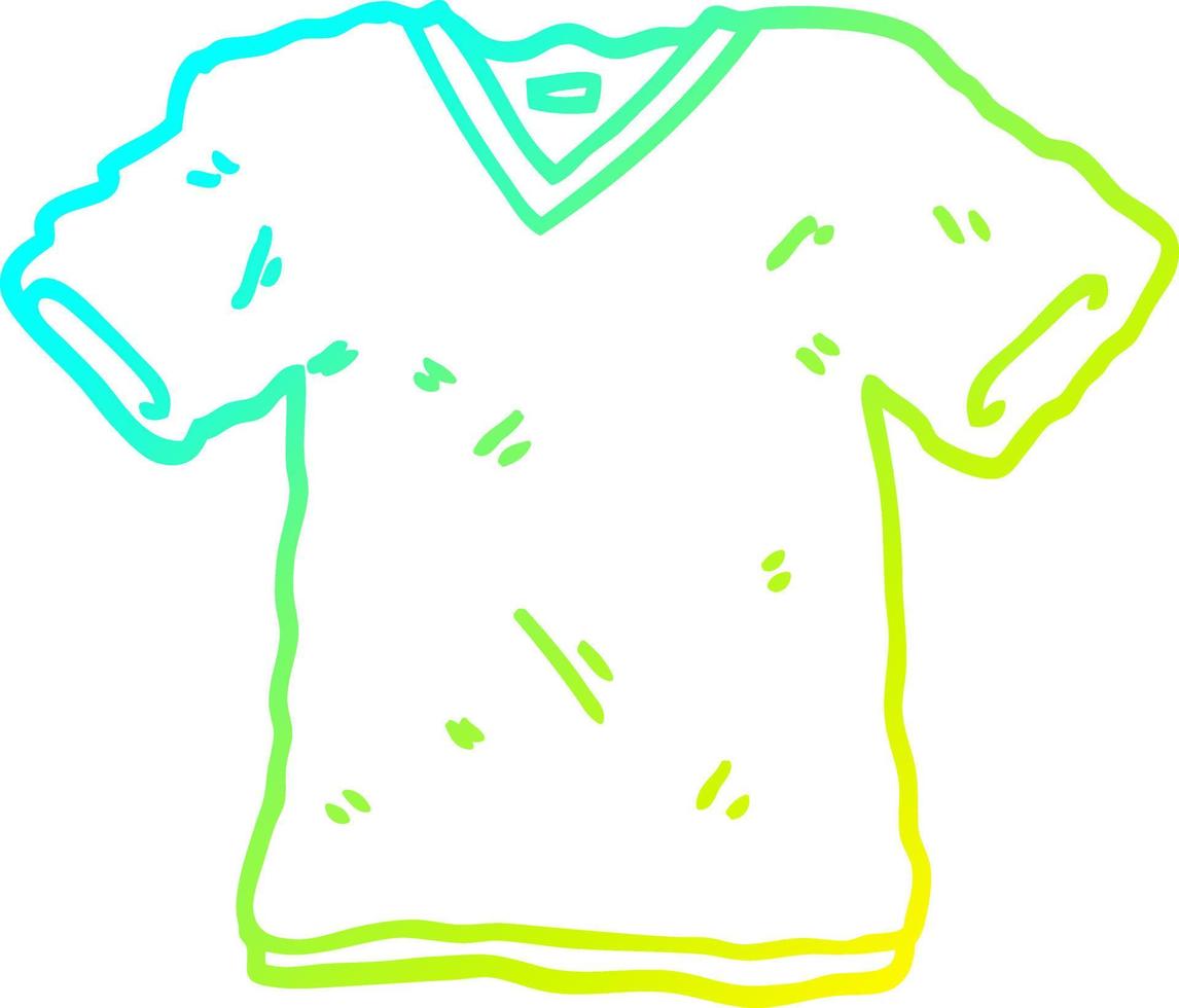cold gradient line drawing cartoon tee shirt vector