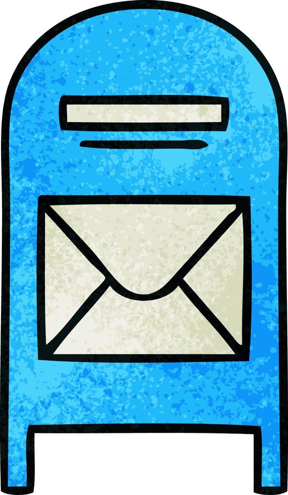 retro grunge texture cartoon mail box vector