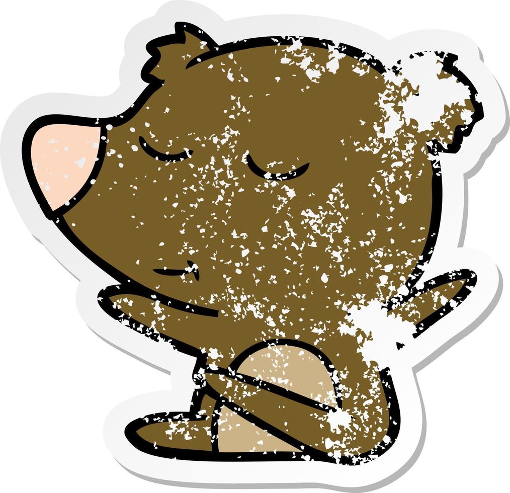 pegatina angustiada de un oso de dibujos animados feliz vector