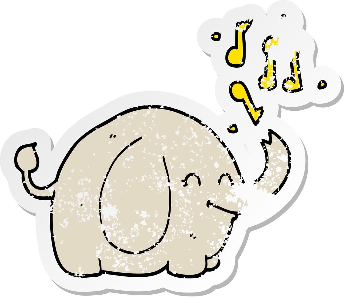 distressed sticker of a cartoon trumpeting elephant 8675842 Vector Art