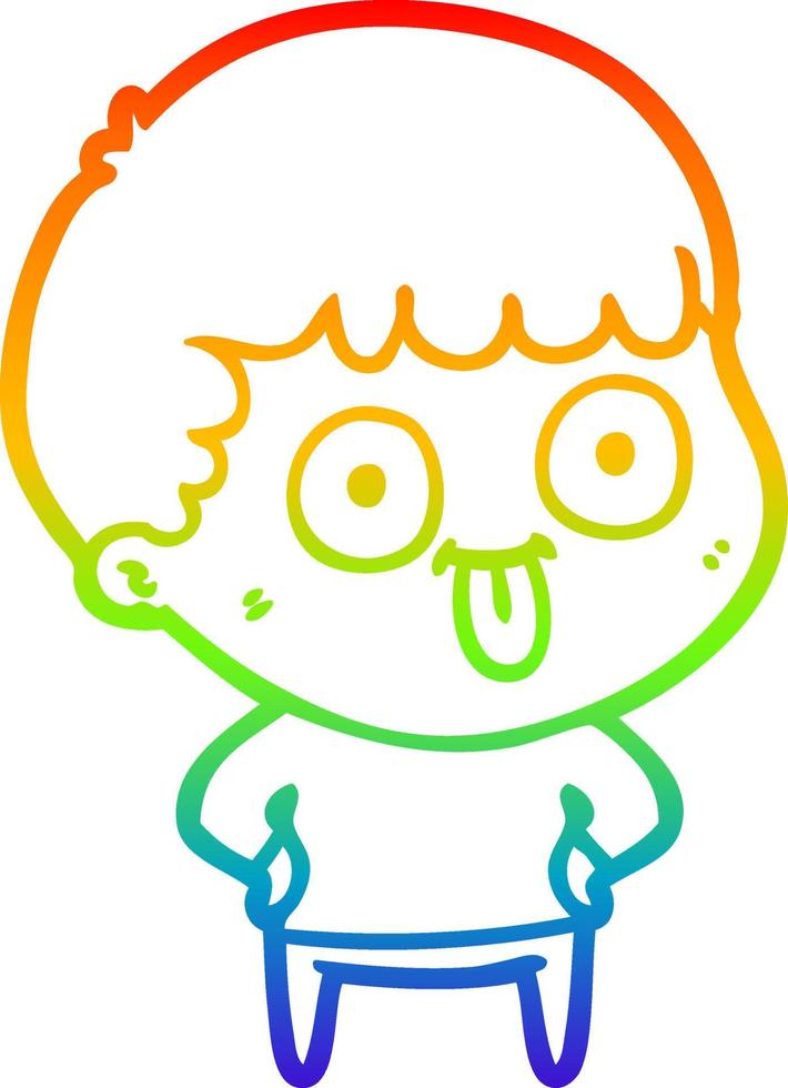 rainbow gradient line drawing cartoon dumb kid vector
