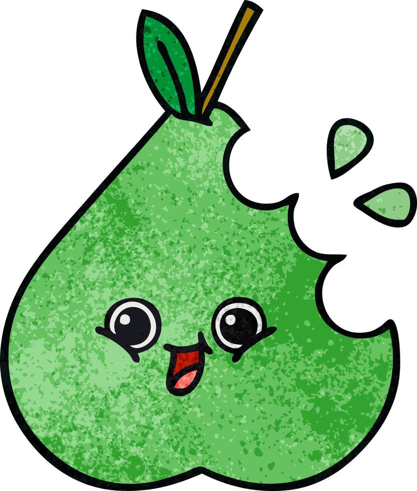 retro grunge texture cartoon green pear vector