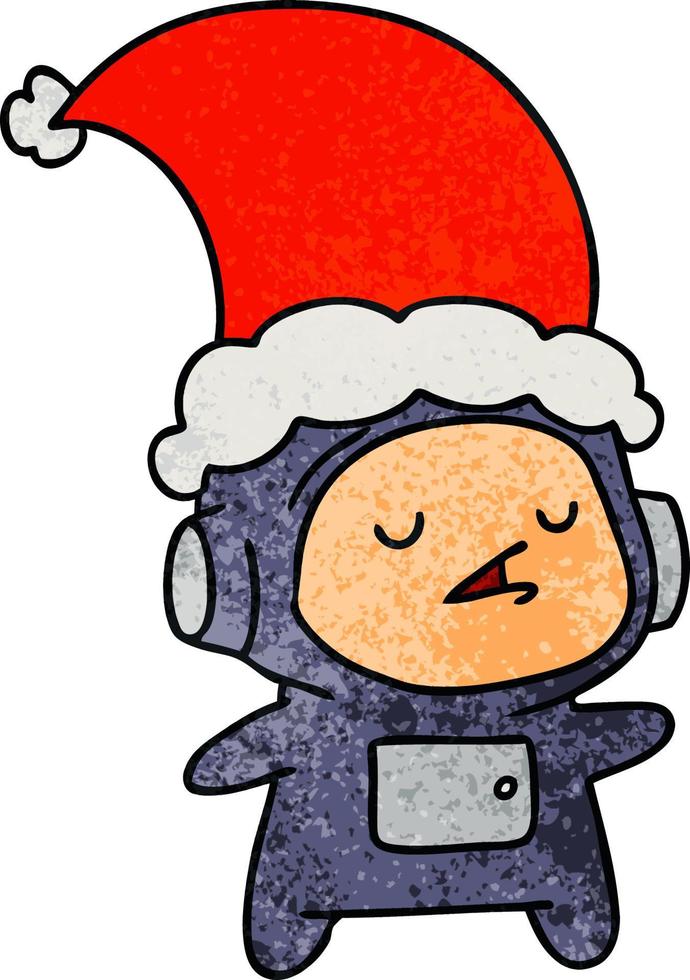 christmas textured cartoon of kawaii astronaut vector