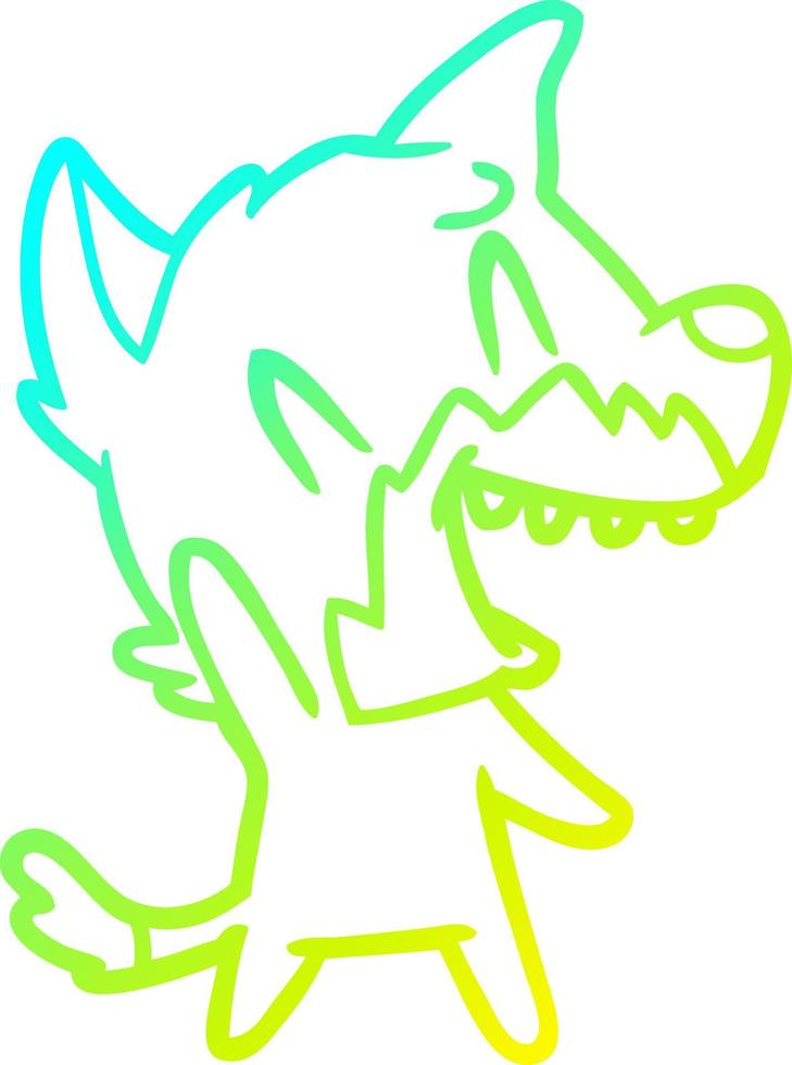 cold gradient line drawing laughing fox cartoon vector