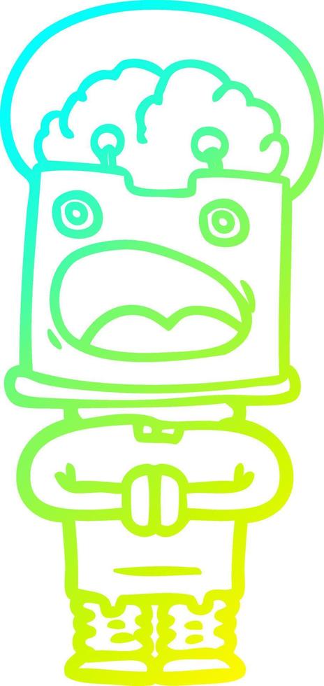 cold gradient line drawing cartoon robot vector