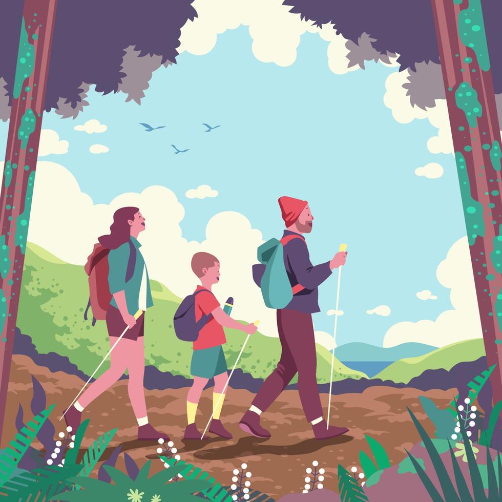 Hiking with Family vector