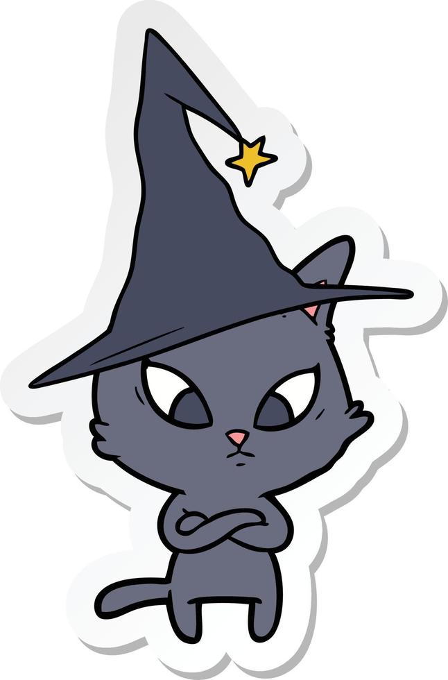 sticker of a halloween cartoon cat vector