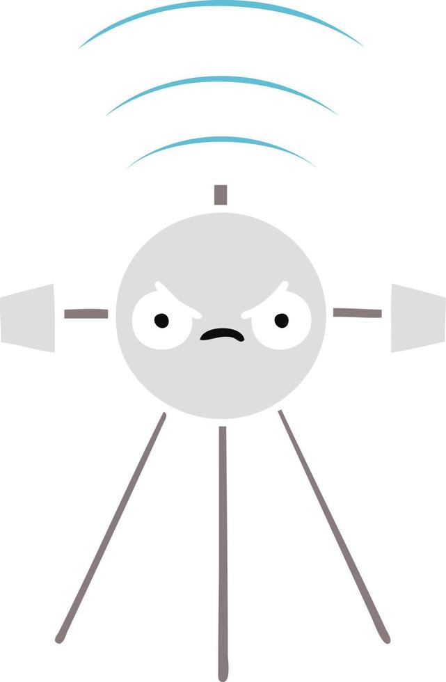 flat color retro cartoon satellite vector