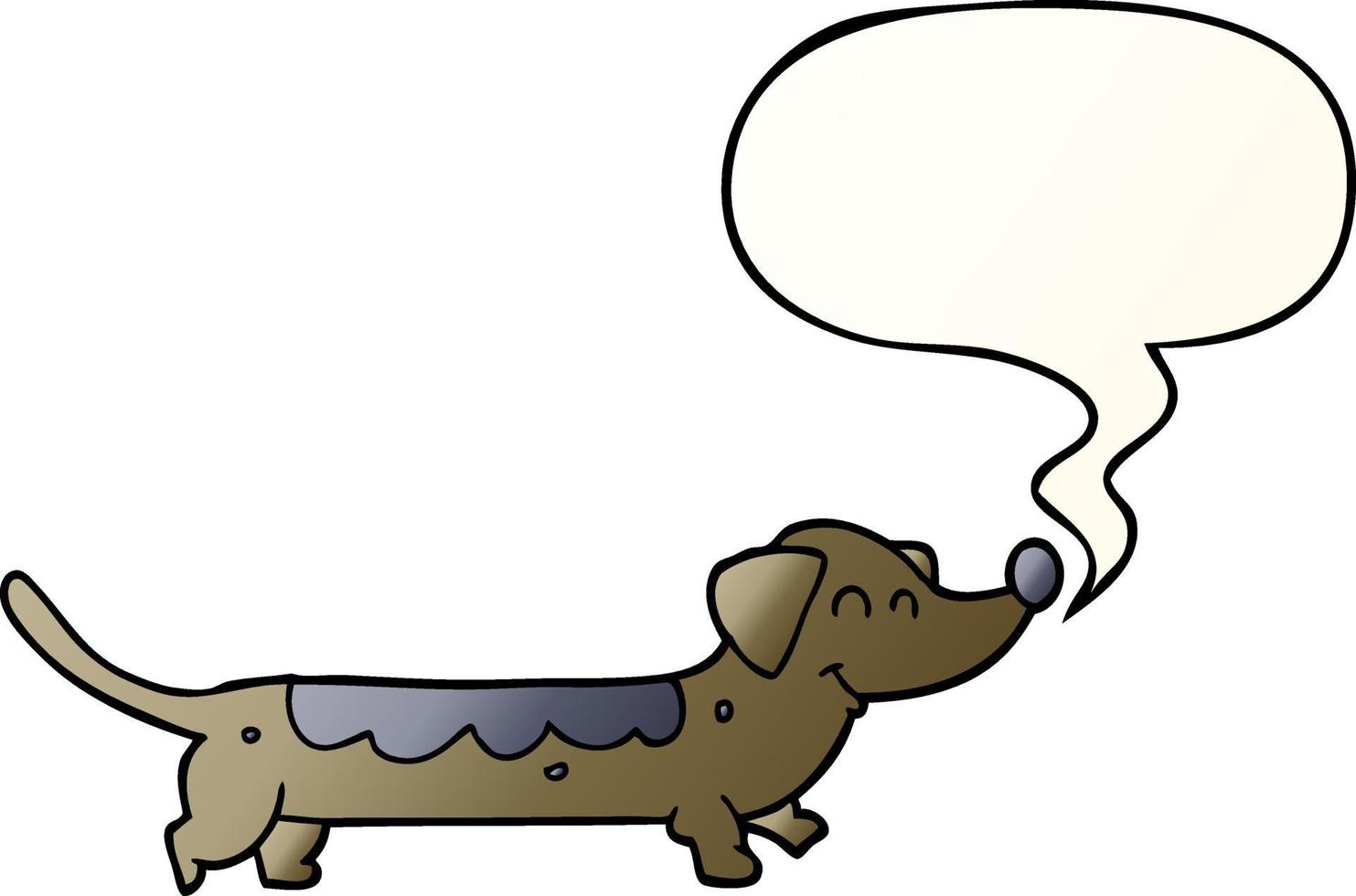 cartoon dog and speech bubble in smooth gradient style vector