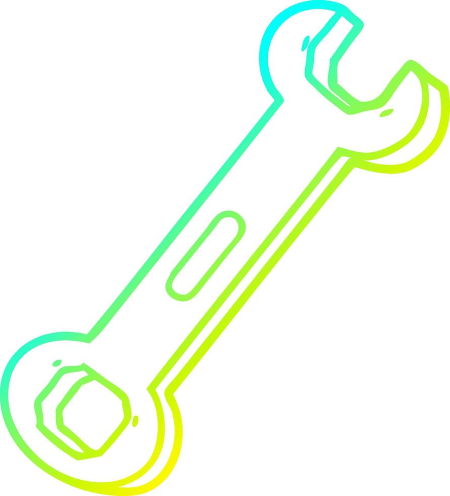 cold gradient line drawing cartoon spanner vector