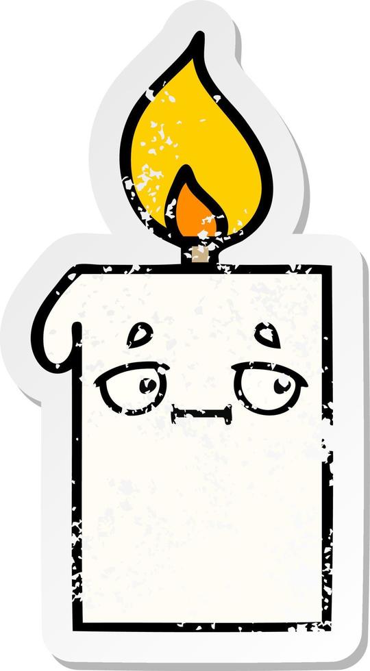 distressed sticker of a cute cartoon lit candle vector