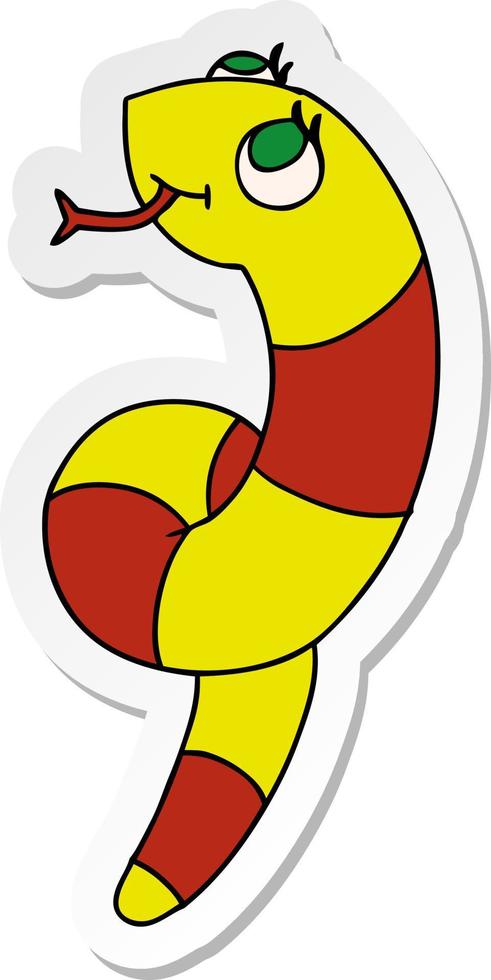 sticker cartoon kawaii of a cute snake vector