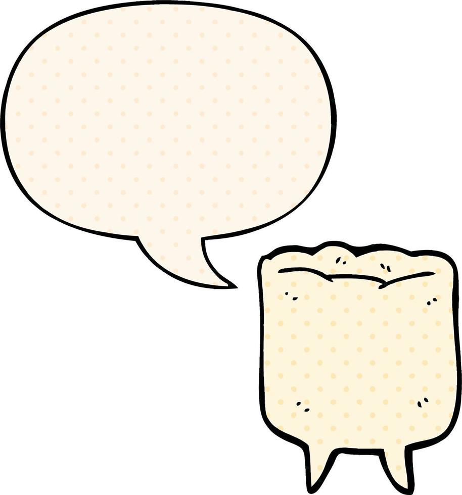 cartoon tooth and speech bubble in comic book style vector