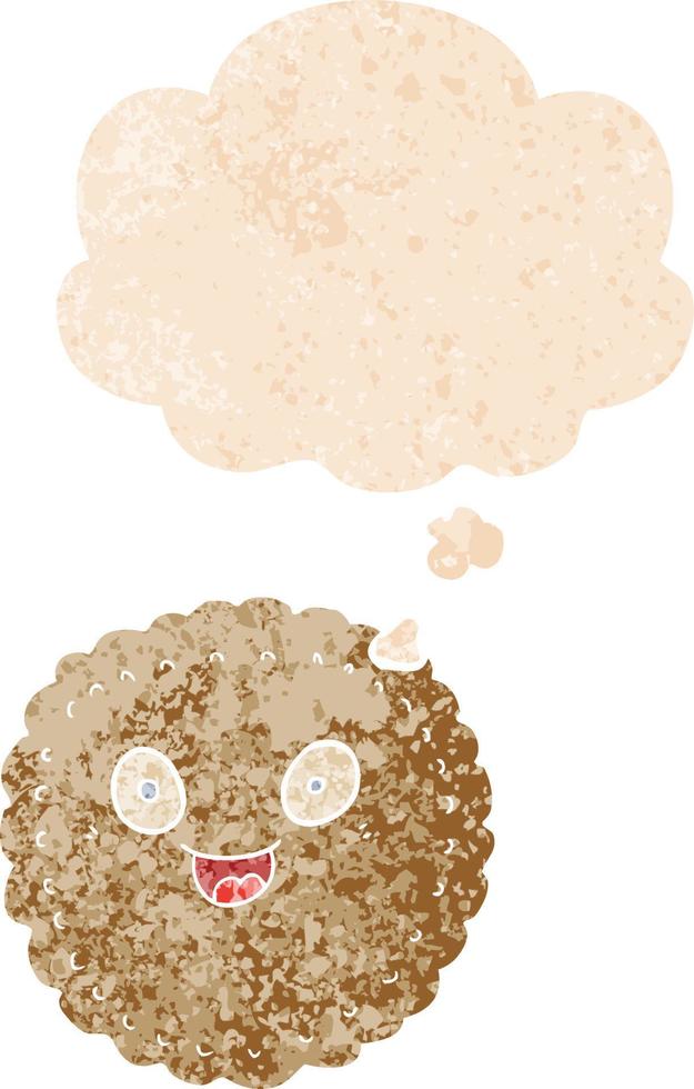 cartoon biscuit and thought bubble in retro textured style vector