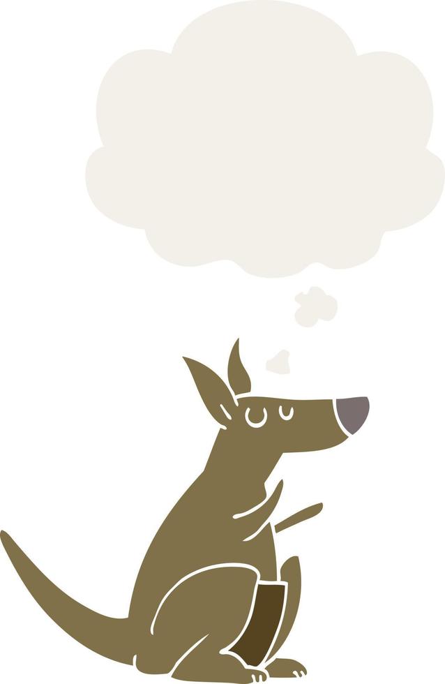 cartoon kangaroo and thought bubble in retro style vector