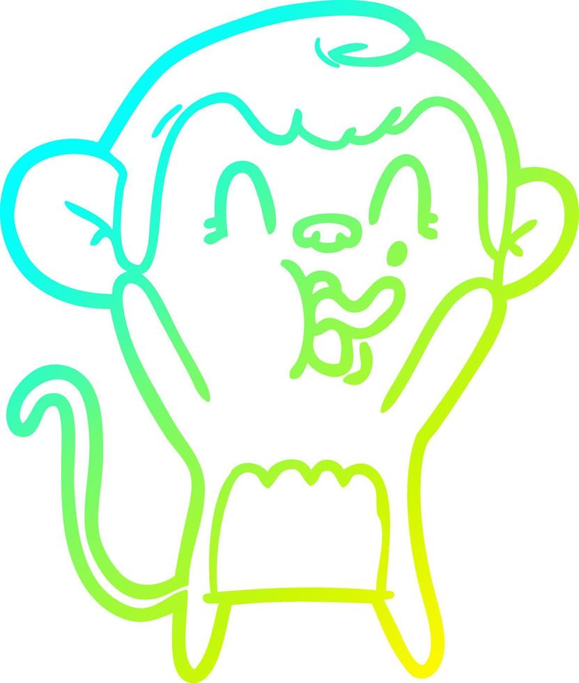 cold gradient line drawing crazy cartoon monkey vector