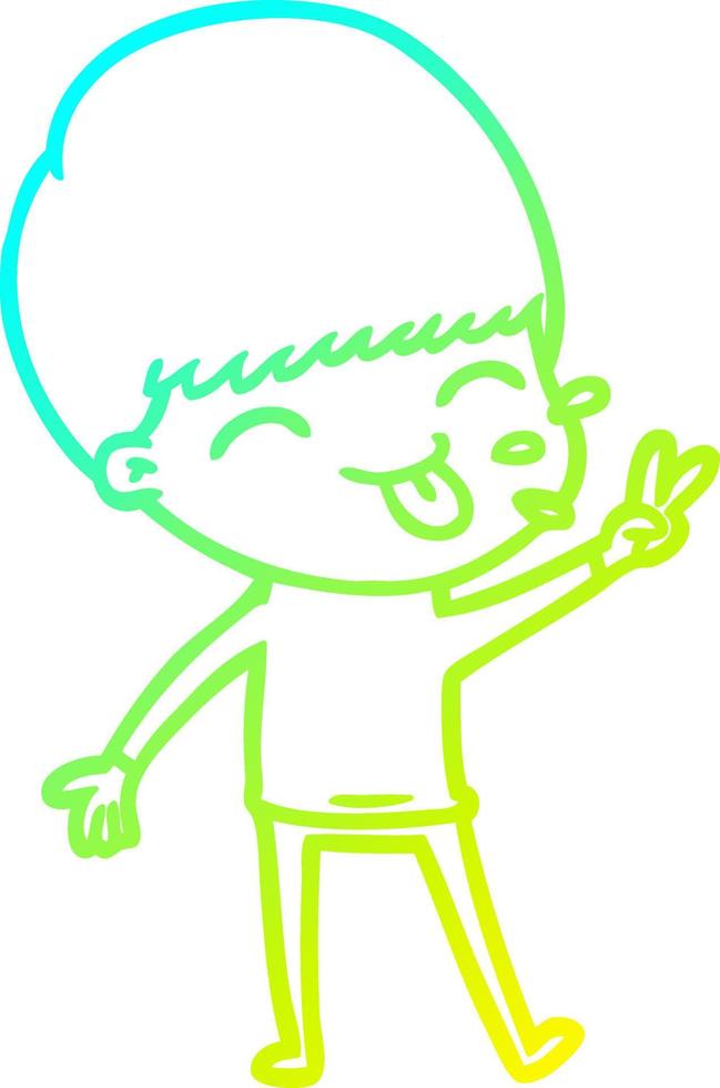 cold gradient line drawing cartoon boy vector