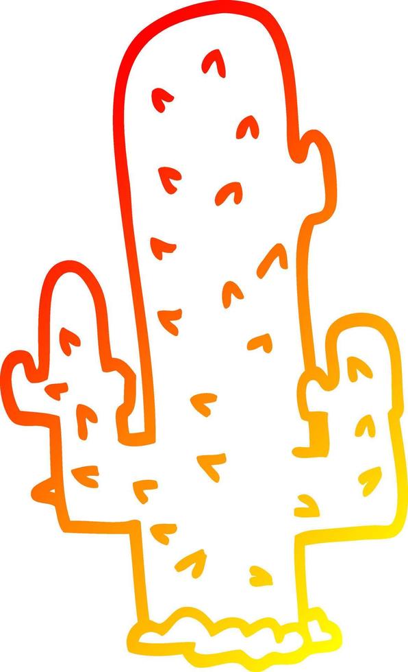 dibujo de línea de gradiente cálido cactus de dibujos animados vector