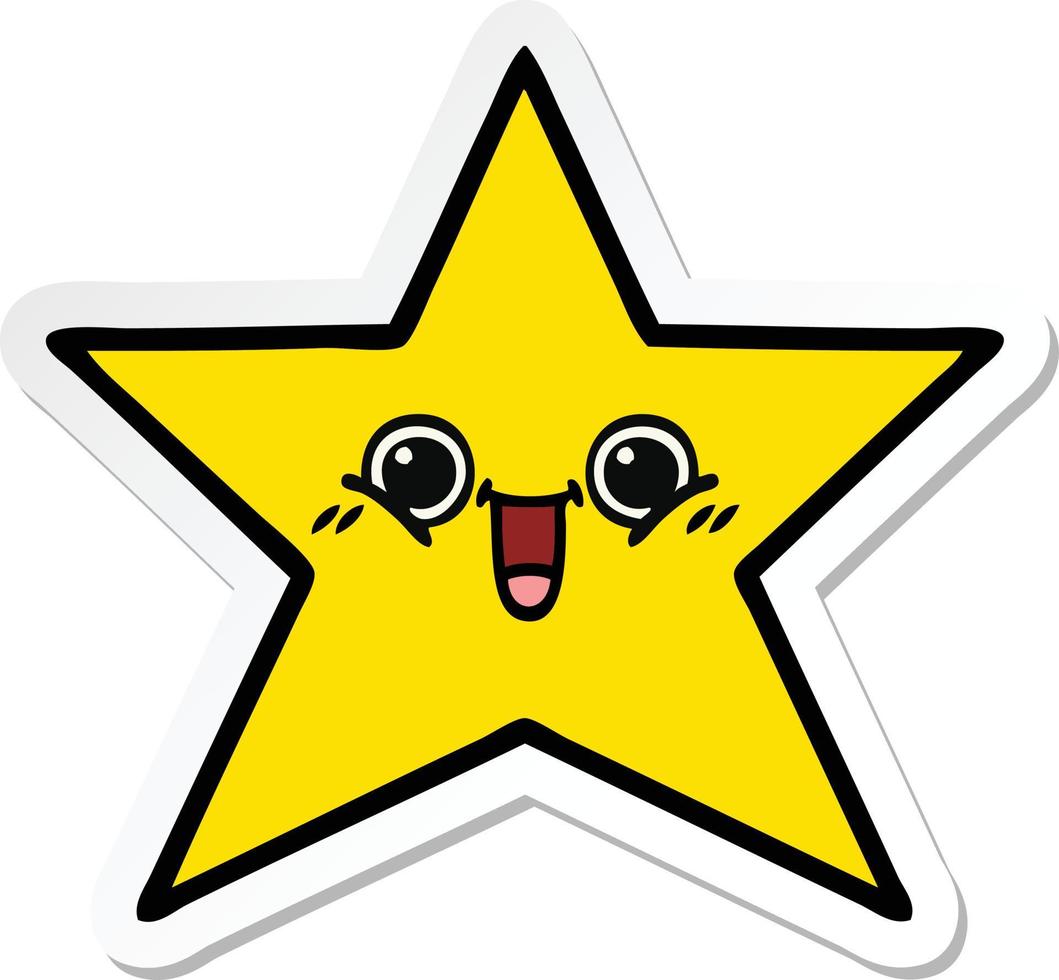 sticker of a cute cartoon gold star vector