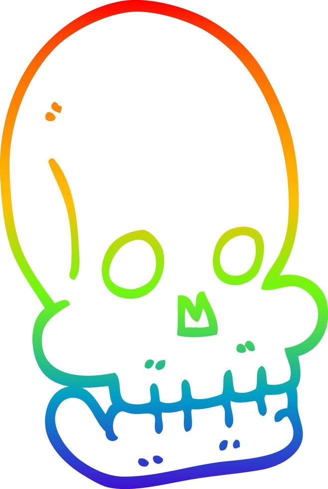rainbow gradient line drawing cartoon funny skull vector