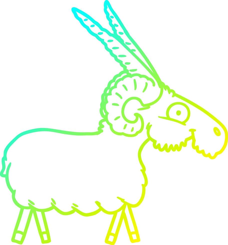 cold gradient line drawing cartoon goat vector