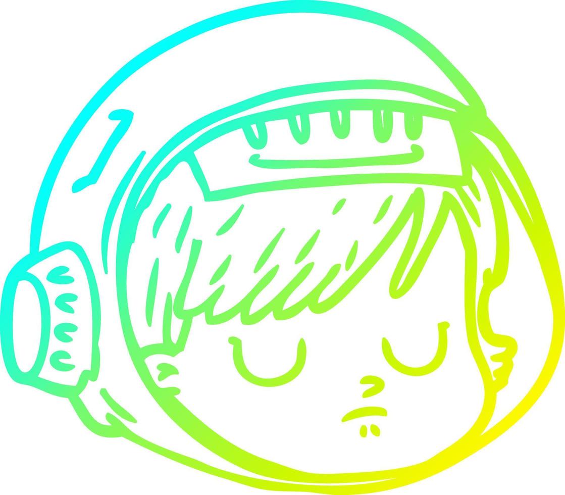 cold gradient line drawing cartoon astronaut face vector
