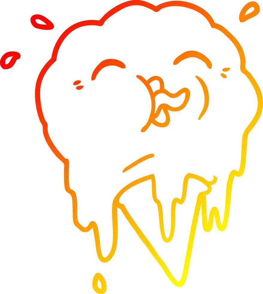 warm gradient line drawing cartoon melting ice cream vector