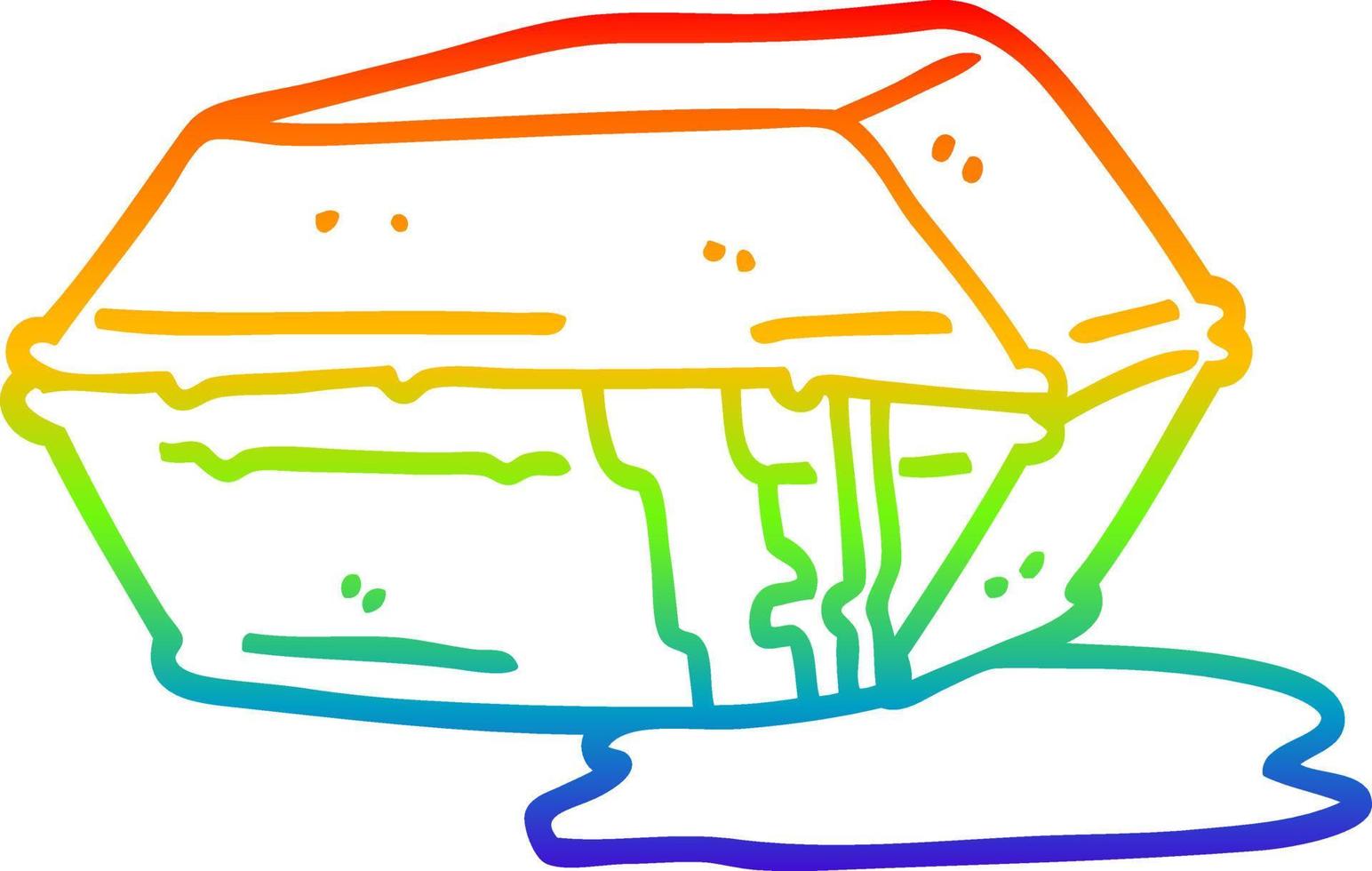 dibujo de línea de gradiente de arco iris dibujos animados grasiento comida para llevar vector